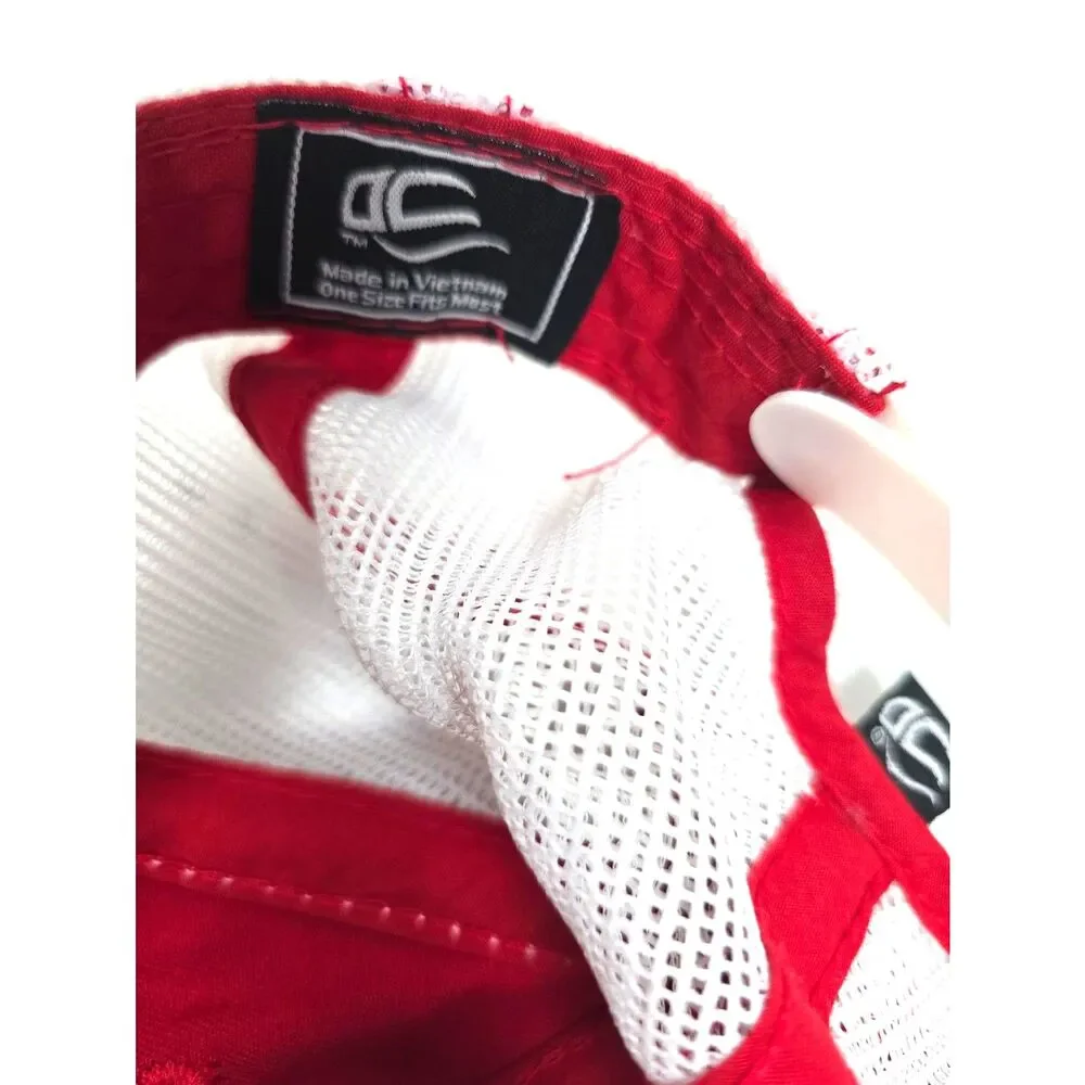 Dixon Poultry Trucker Hat Cumberland Russellville AR Red White Mesh Snapback